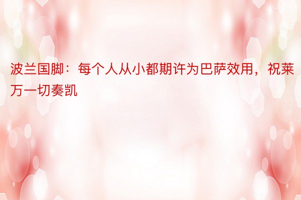 波兰国脚：每个人从小都期许为巴萨效用，祝莱万一切奏凯