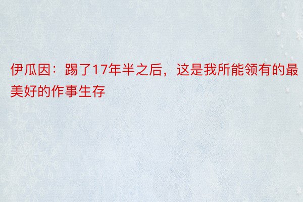 伊瓜因：踢了17年半之后，这是我所能领有的最美好的作事生存