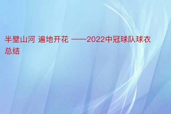 半壁山河 遍地开花 ——2022中冠球队球衣总结