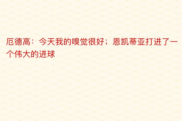 厄德高：今天我的嗅觉很好；恩凯蒂亚打进了一个伟大的进球